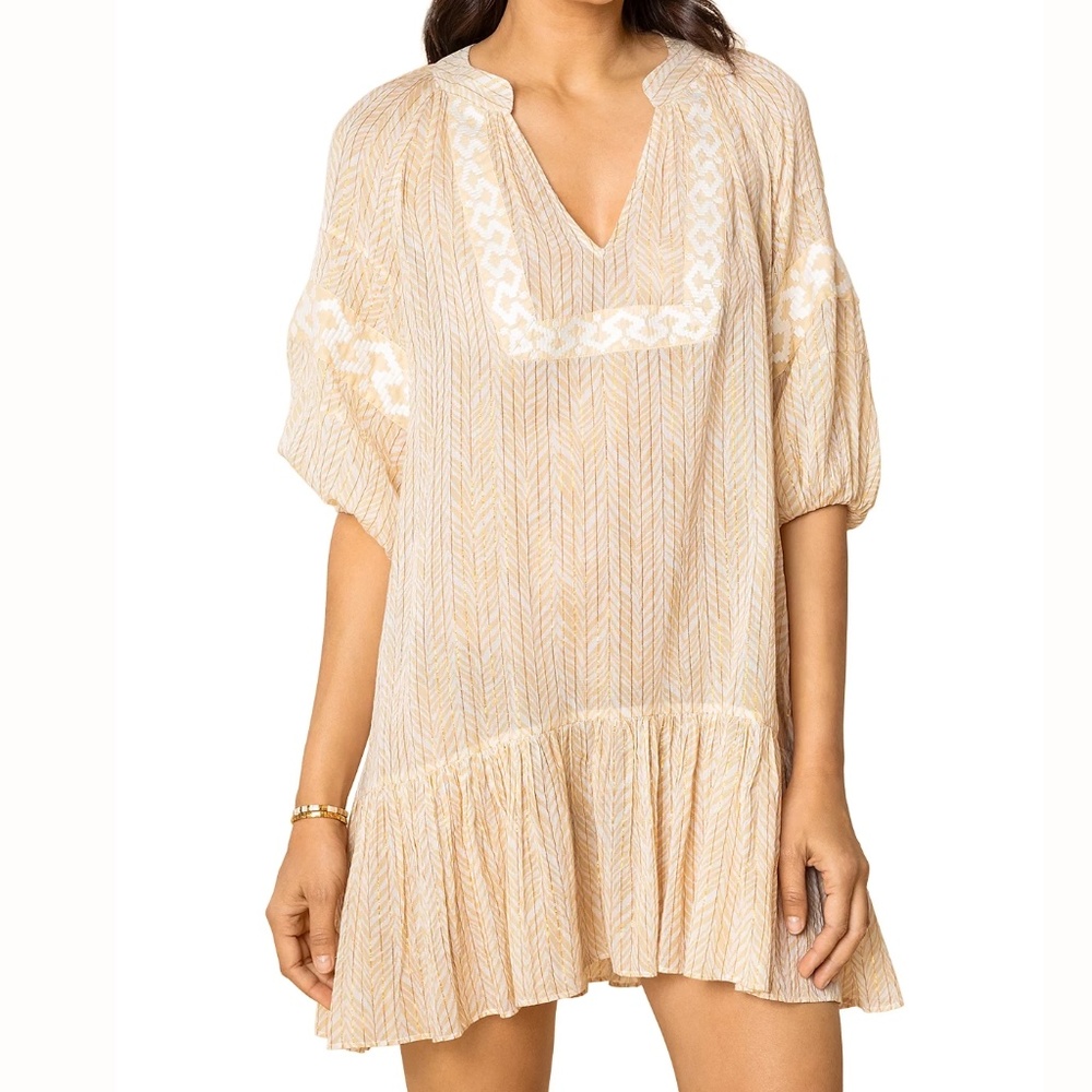 Shoshanna Cream Swim Coverup with Flowy Silhouette